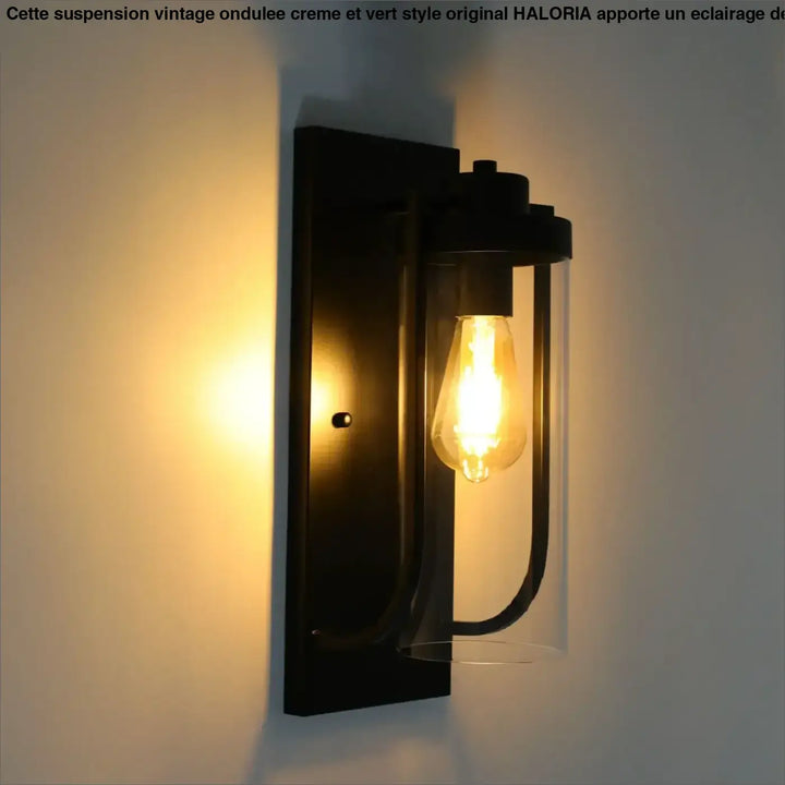Applique murale extérieure noire design verre cylindrique moderne