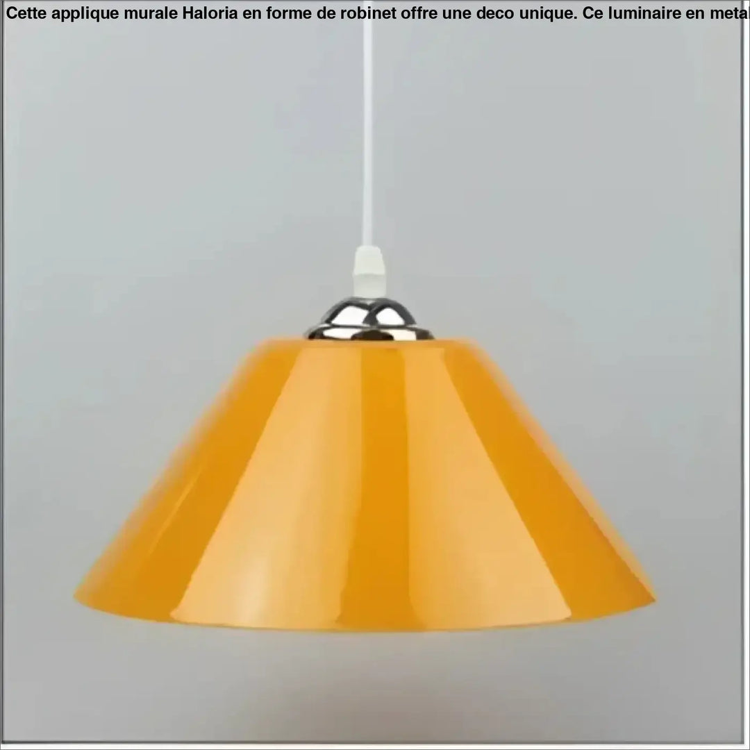 Suspension luminaire delta orange forme conique avec sommet chrome et cordon pour décoration intérieure moderne