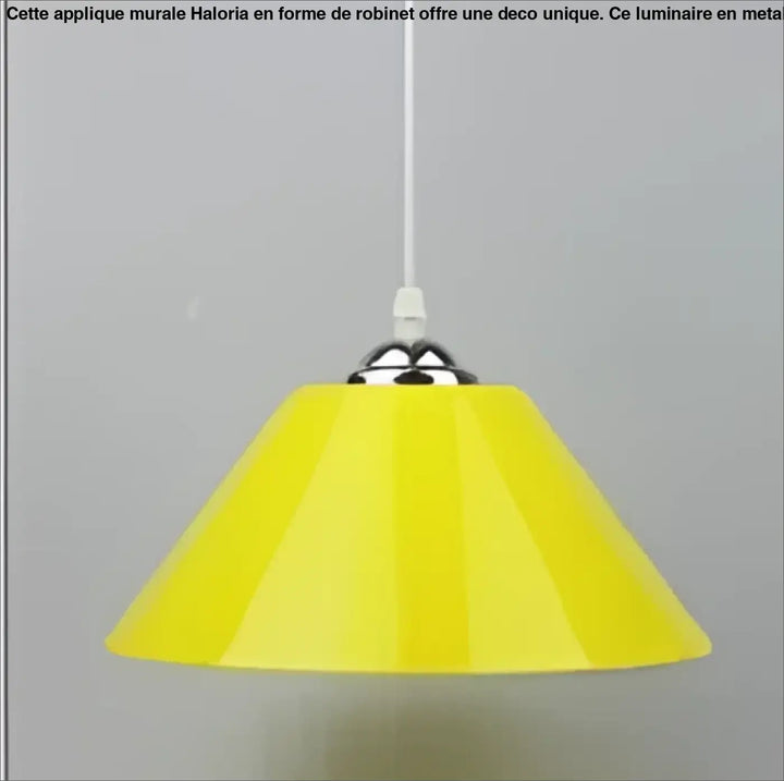 Suspension luminaire delta en verre jaune conique avec fixation métallique chrome pour décoration intérieure moderne