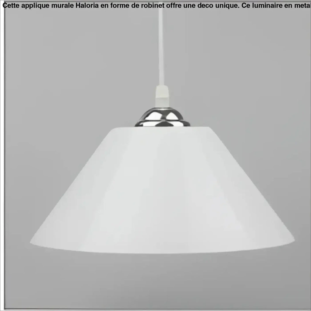 Suspension luminaire delta forme conique en verre translucide blanc avec fixation chrome pour décoration intérieure