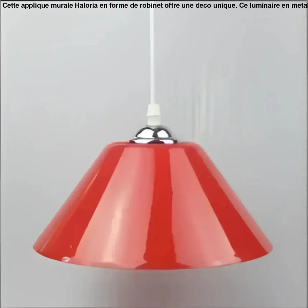 Suspension luminaire delta en forme conique rouge avec finition brillante et accessoires en chrome pour décoration intérieure