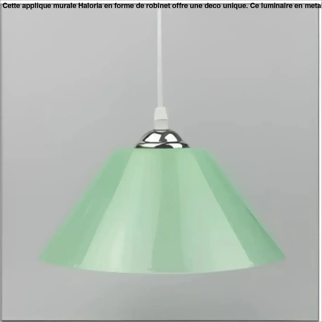 Suspension luminaire delta forme conique mint vert avec finition brillante et fixation metallique argent pour decoration intérieure