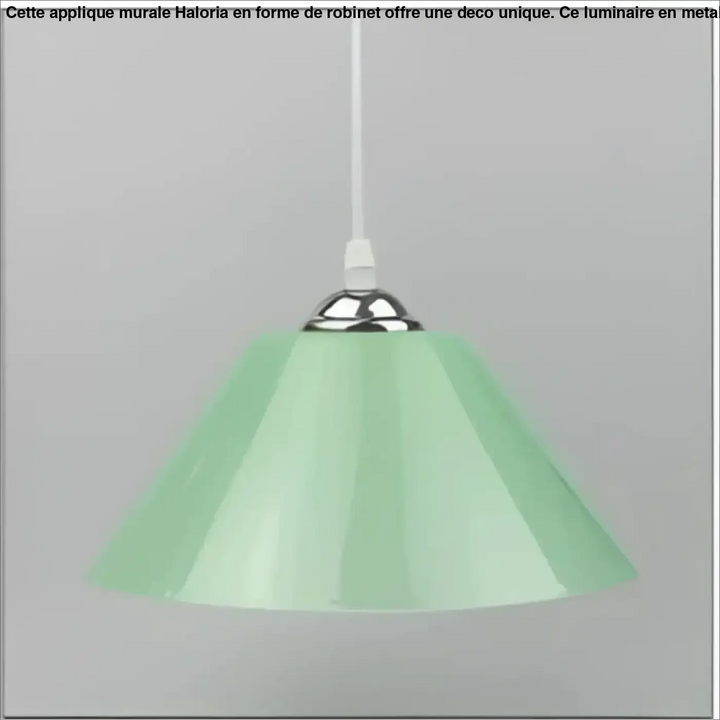 Suspension luminaire delta forme conique mint vert avec finition brillante et fixation metallique argent pour decoration intérieure