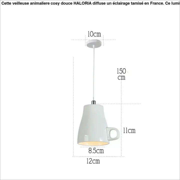 Suspension luminaire ceramica en céramique blanche en forme de tasse à café avec anse design style intemporel