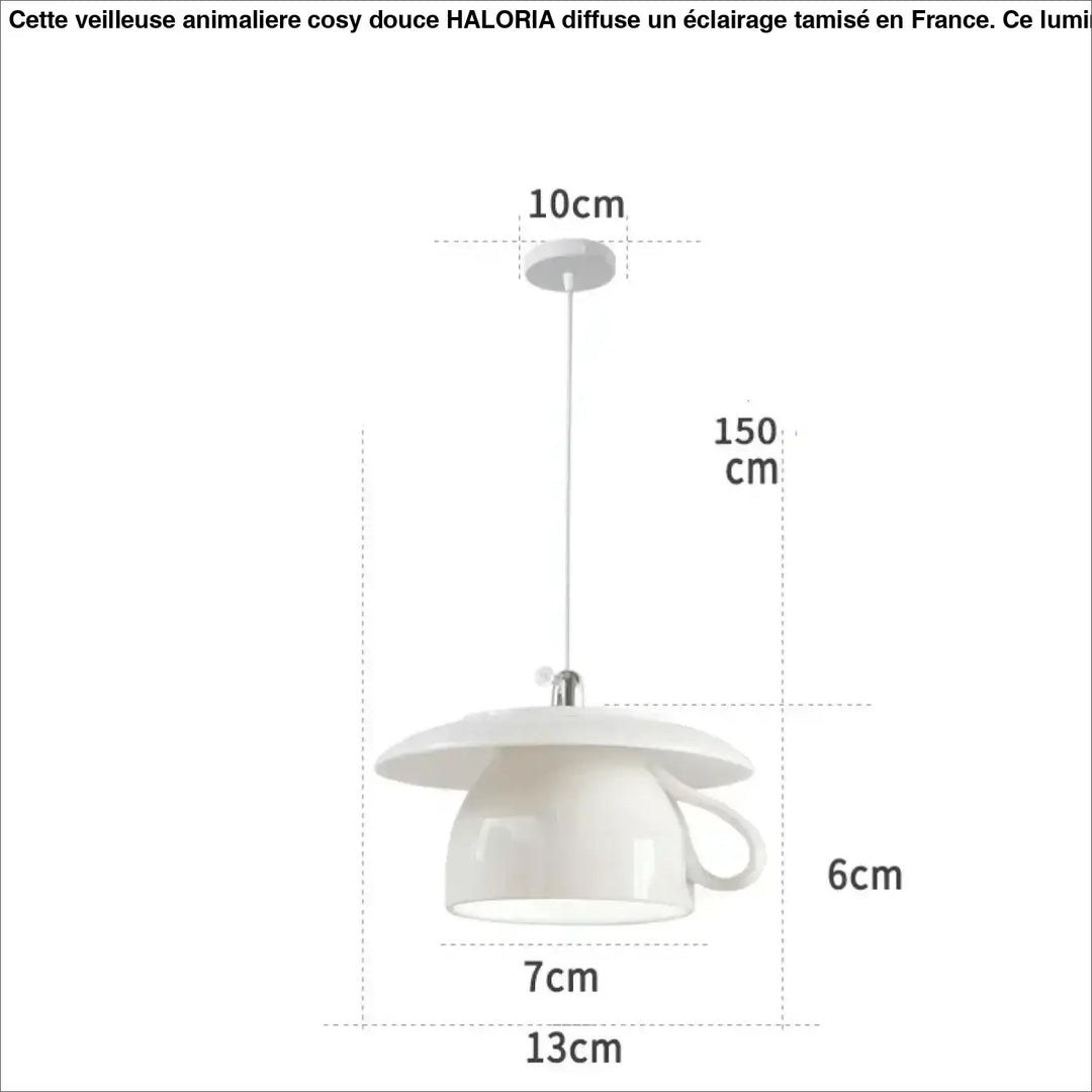 Suspension luminaire ceramica en forme de tasse en céramique blanche avec abat-jour assorti style intemporel