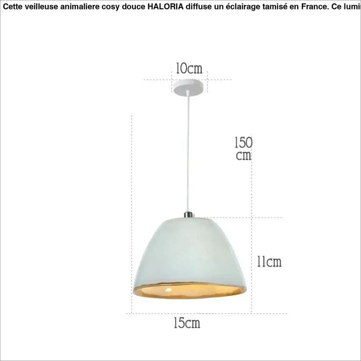 Suspension luminaire ceramica avec abat-jour en céramique blanc mat et intérieur doré pour un style intemporel