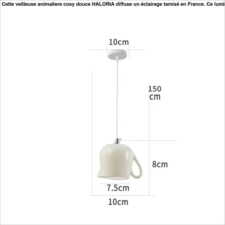 Suspension luminaire en céramique blanc cassé en forme de tasse avec finition brillante et style intemporel minimaliste