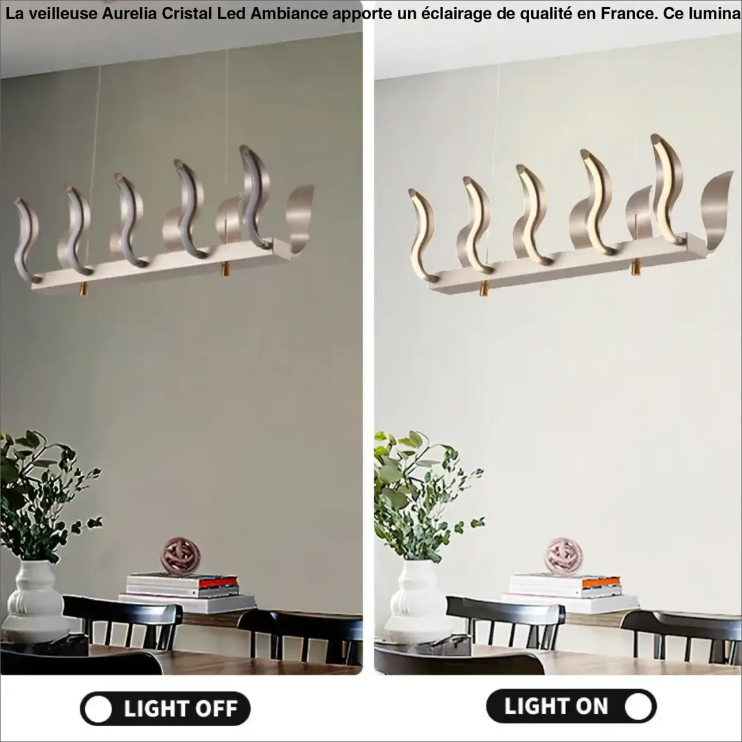 Suspension design dorée vagues luminaire led moderne
