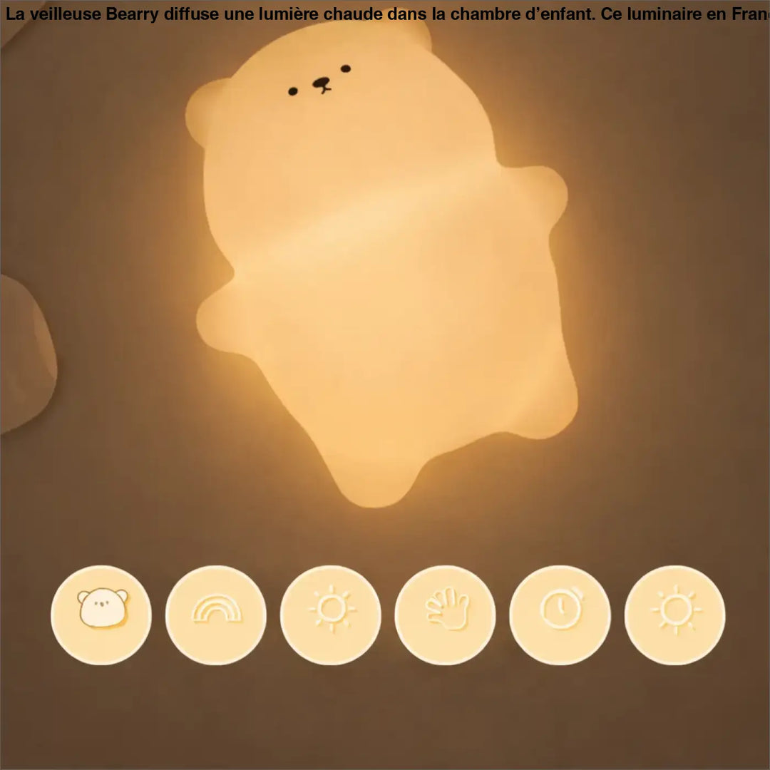 Veilleuse bearry beige douce en forme dours avec lumière douce idéale pour des instants précieux et une ambiance cocooning