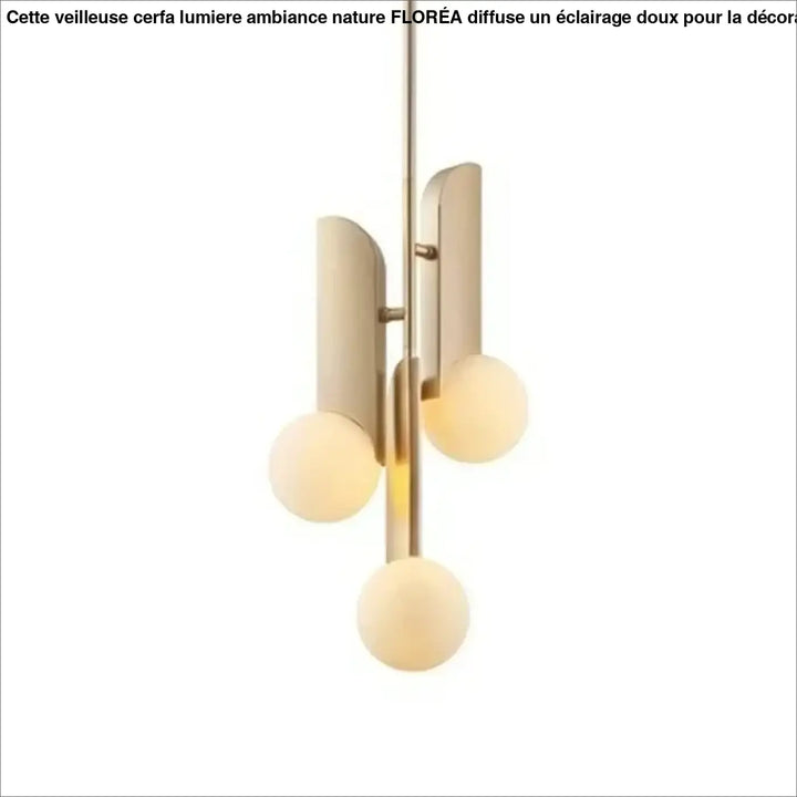 Suspension design dorée minimaliste avec boule en verre