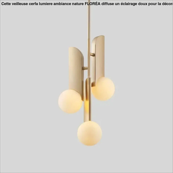 Suspension design dorée minimaliste avec boule en verre