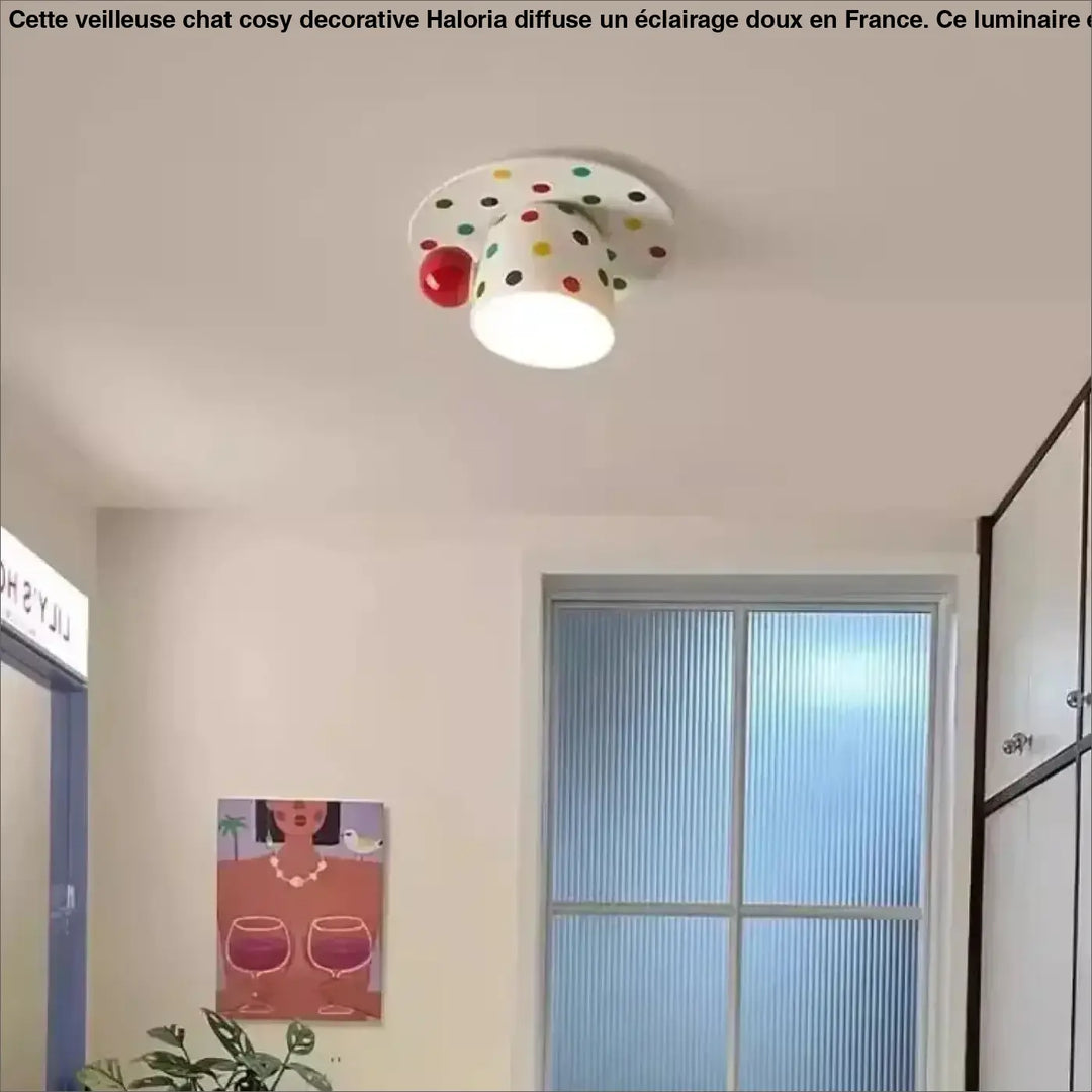 Luminaire plafonnier bodian blanc orné de pois colorés avec accent rouge donne envie d égayer votre intérieur