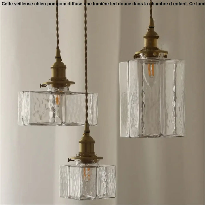 Applique murale style ancien laiton avec suspension verre