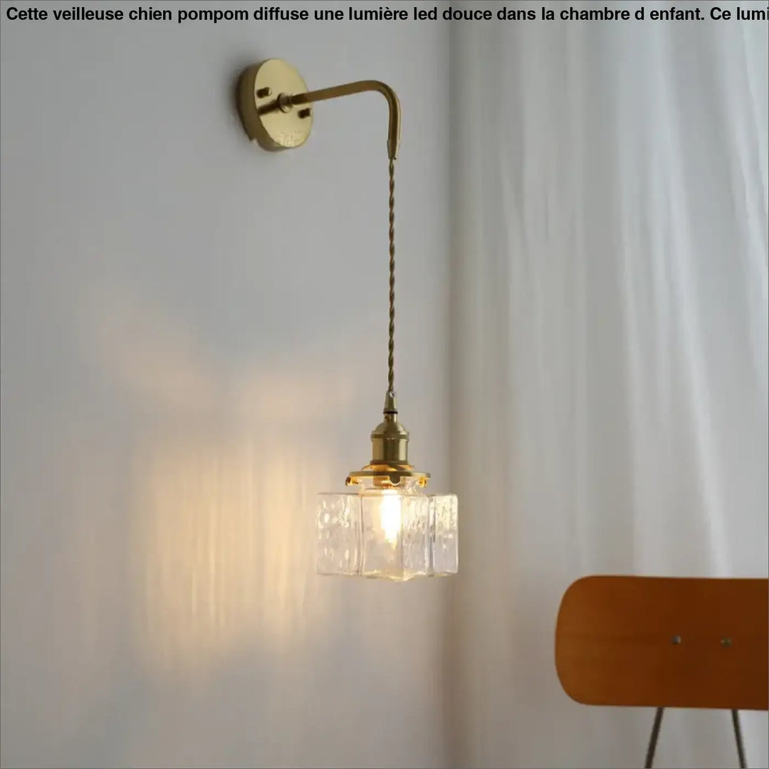 Applique murale style ancien laiton avec suspension verre