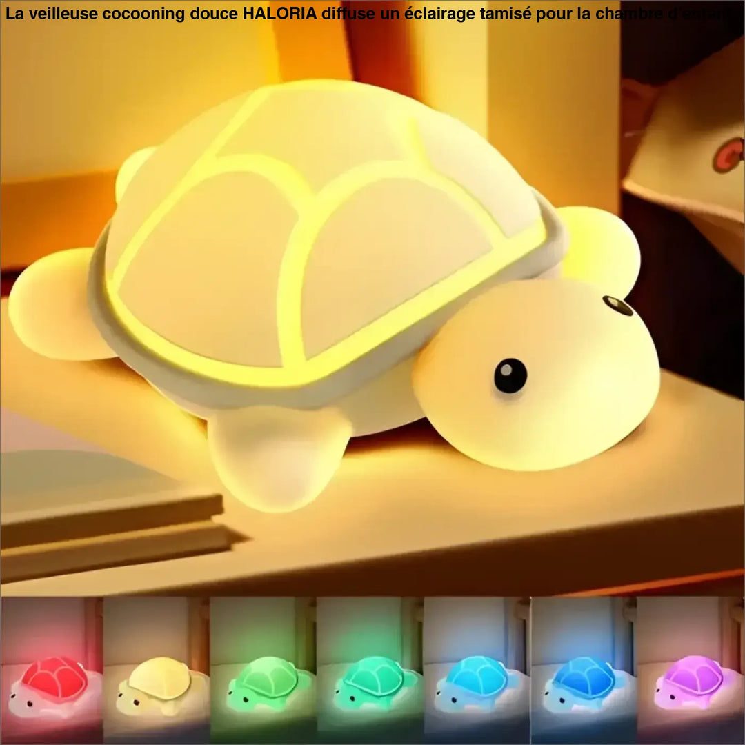 Veilleuse lumineuse tortie jaune douce avec coque plastique lisse et formes arrondies un choix évident pentru enfants