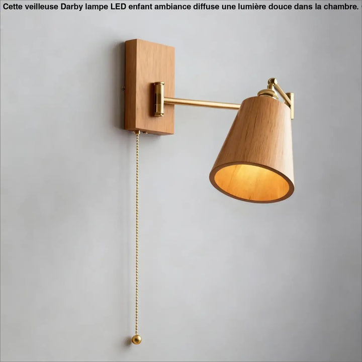 Applique murale design en bois et laiton avec bras orientable élégant