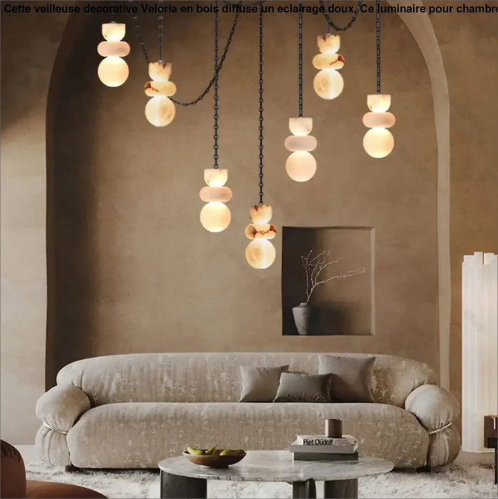 Suspension luminaire batta avec ampoules sont elles incluses, intensité variable en pierre empilée ton chaud et chaîne noire