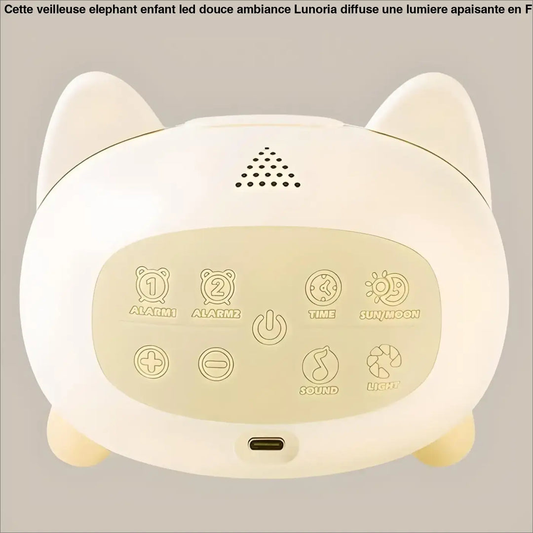 Veilleuse elephant enfant led douce ambiance en horloge digitale crème en forme de chat avec panneau lumineux