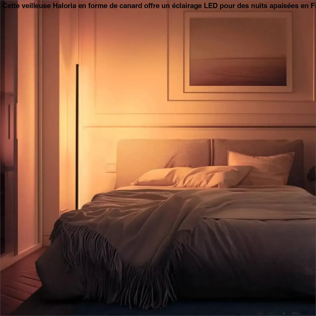 Lampadaire led cyber avec design minimaliste, pied noir élancé et lumière chaude pour un éclairage moderne