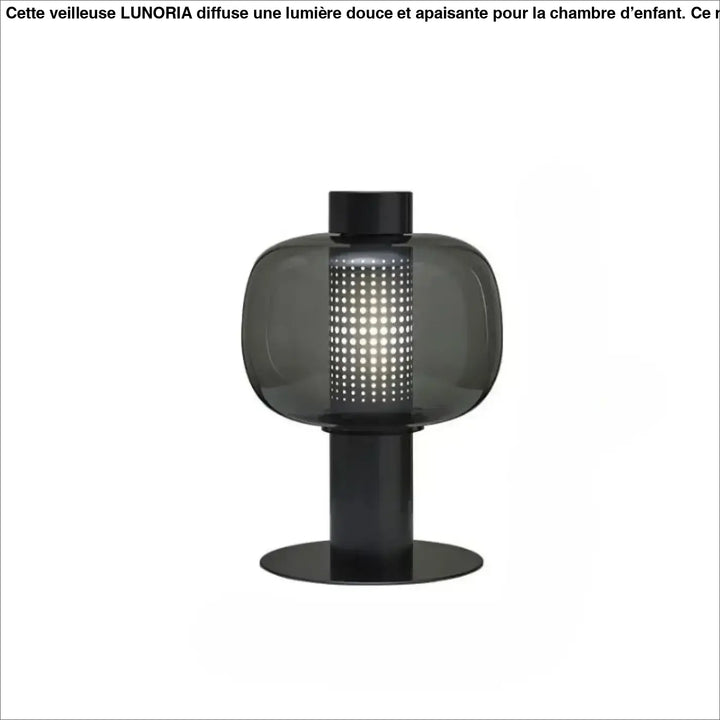 Lampe de table vetra en verre coloré noir avec colonne centrale perforée pour table contemporaine au design moderne
