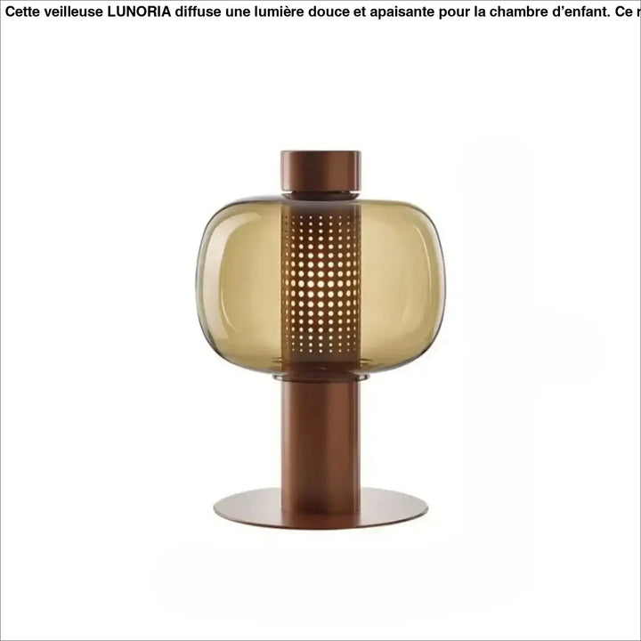 Lampe de table vetra en verre coloré ambre avec base en métal cuivre design moderne pour table contemporaine