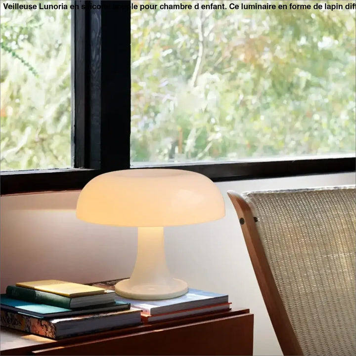Lampe de table champignon orange en verre design vintage