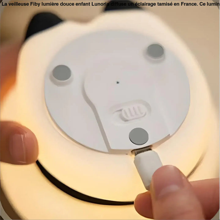 Veilleuse fiby lumiere douce enfant panda blanche avec éclairage doux et port de charge usb sous la base