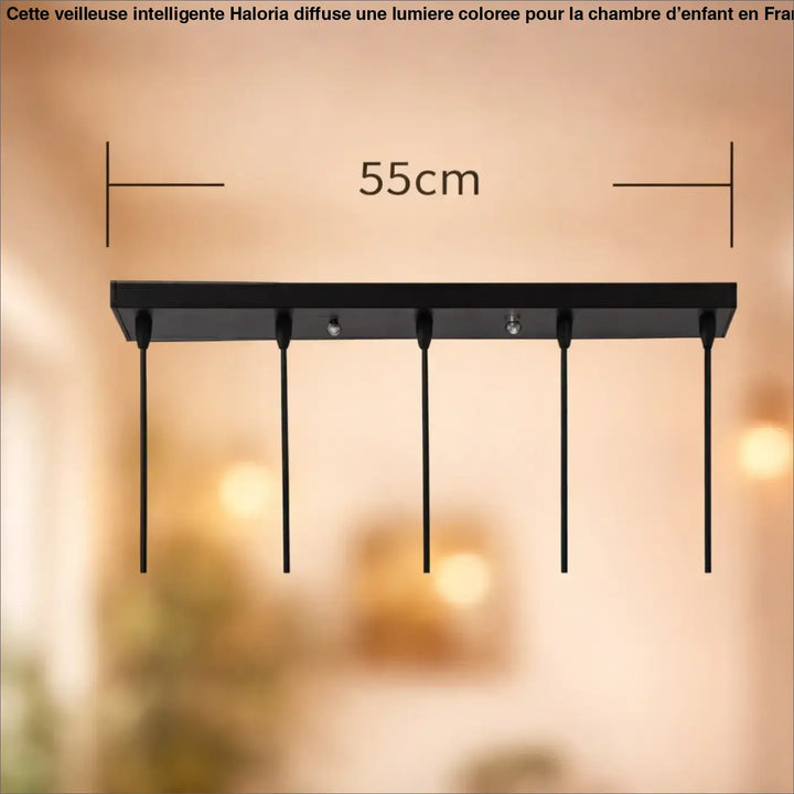 Suspension luminaire aria rectangulaire noire avec cinq cordons suspendus design moderne bouteille colorée