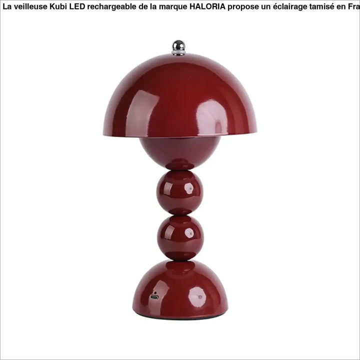 Lampe de table rouge laque au style champignon design