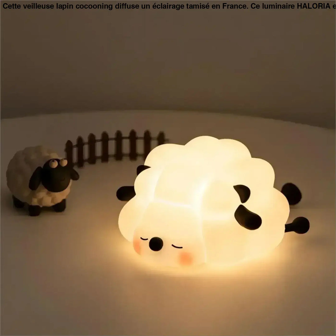Veilleuse mouton lumineuse toumou en forme de mouton mignon avec lumière blanche douce et traits noirs visibles