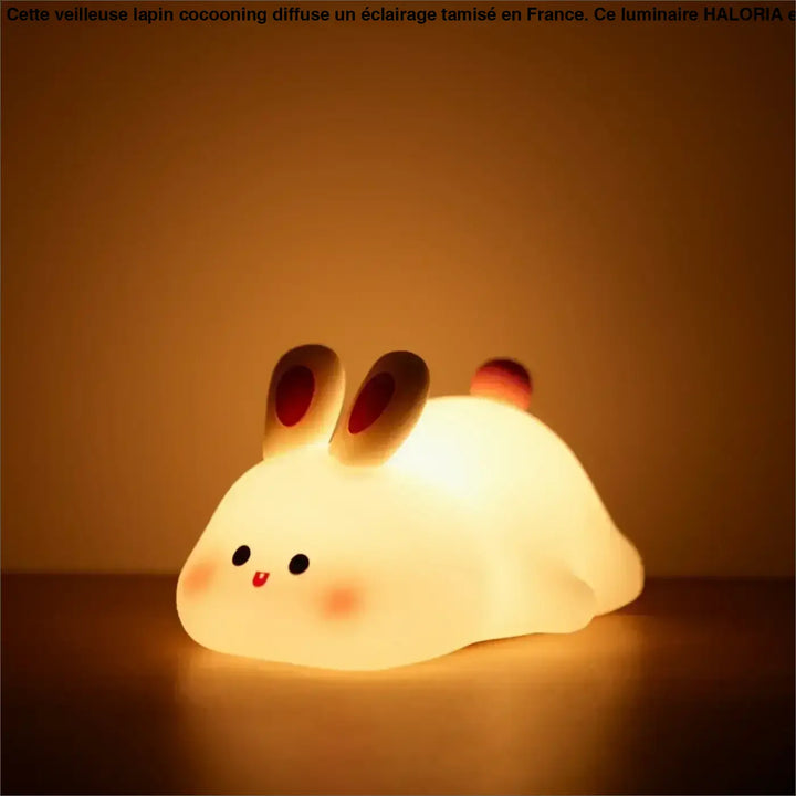 Veilleuse toumou en forme de lapin blanc avec éclairage doux et oreilles rouges idéale comme veilleuse mouton lumineuse