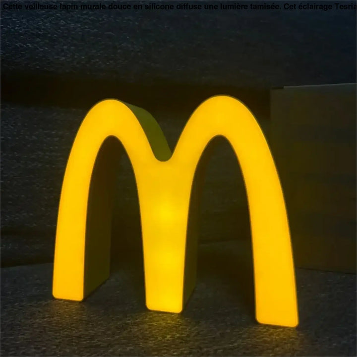 Lampe décorative amusante lampe cartoon avec sculpture lumineuse jaune en forme d’arc mcdonald’s