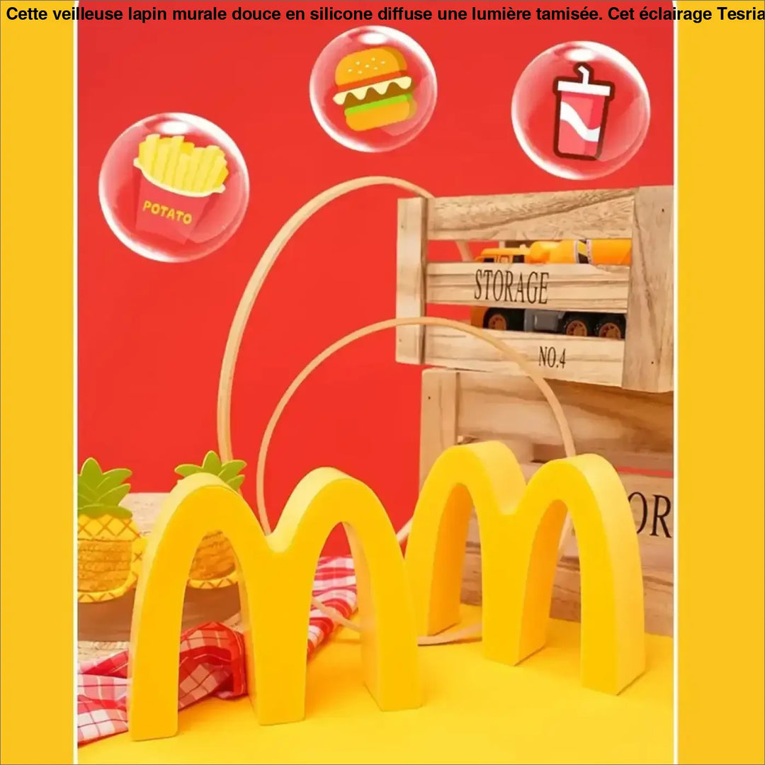 Lampe décorative amusante jaune vif en arches tridimensionnelles en plastique lisse style cartoon