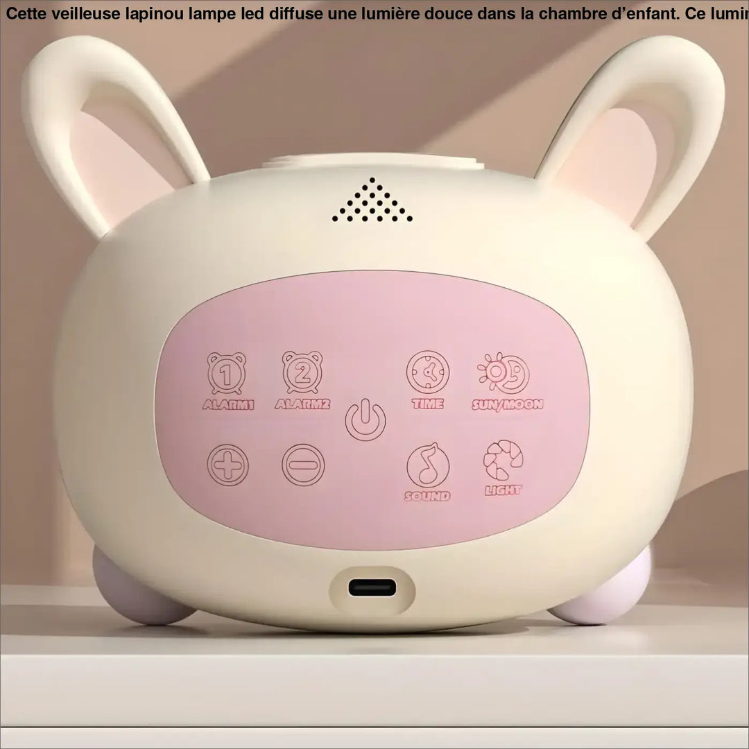 Veilleuse lapinou lampe led crème en forme de lapin avec panneau de contrôle rose pour chambre d’enfant