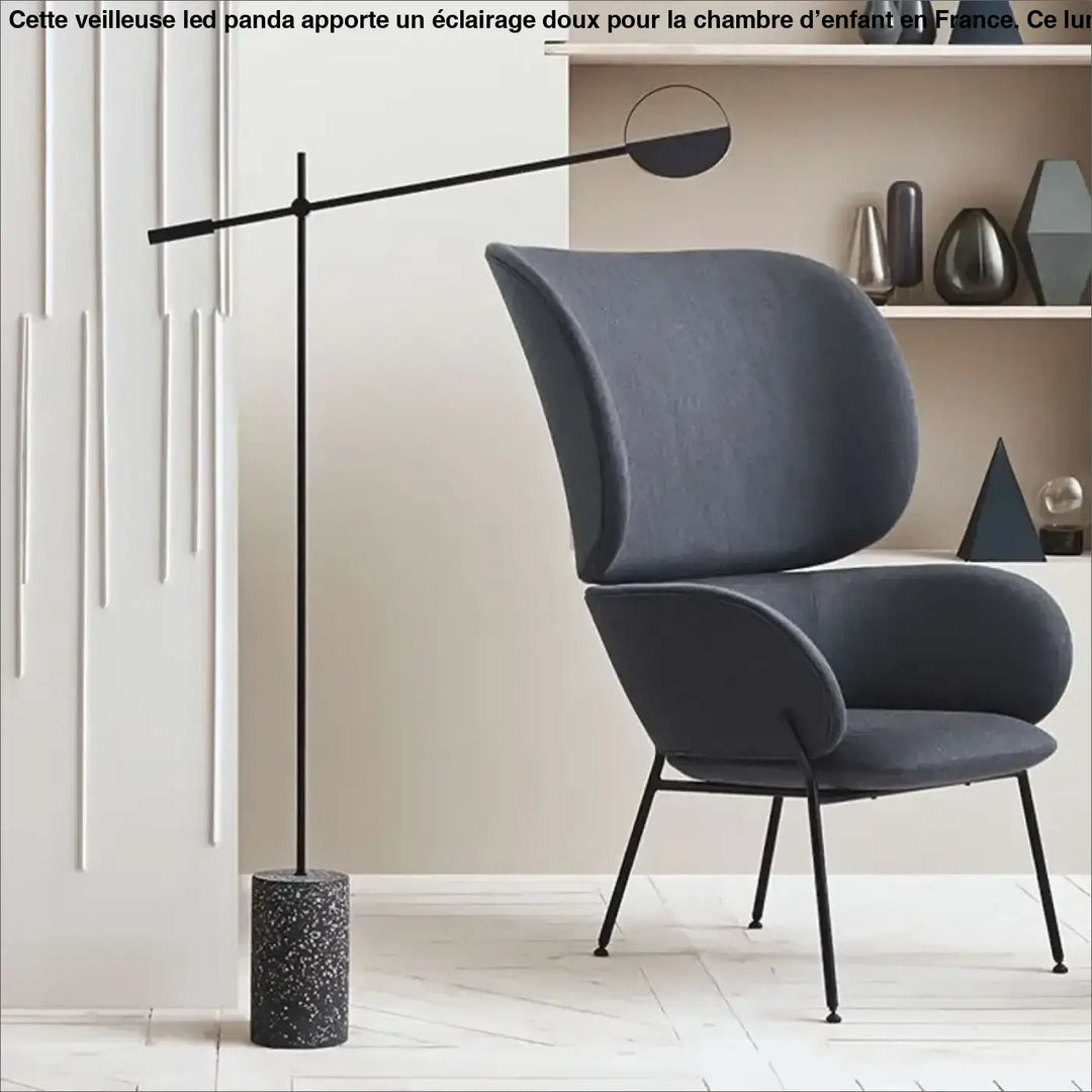 Lampadaire minimaliste noir design avec bras long orientable élégant