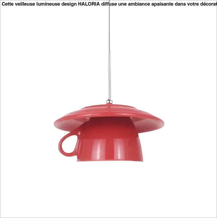 Suspension luminaire tasse en céramique rouge avec anse et bord évasé design contemporain pour décoration intérieure