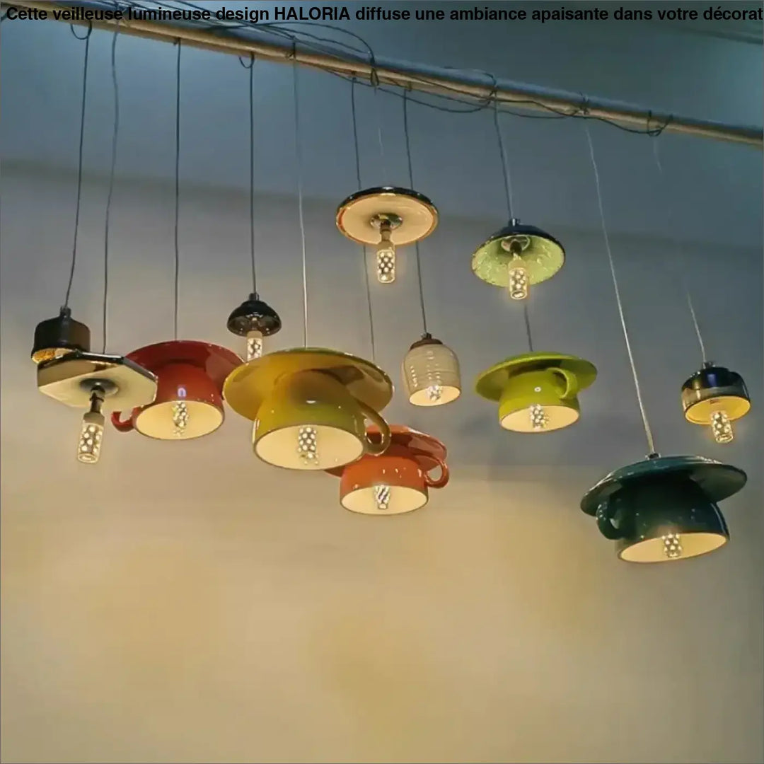 Suspension luminaire tasse tassa en céramique colorée au design contemporain avec finition brillante pour un éclairage suspendu unique
