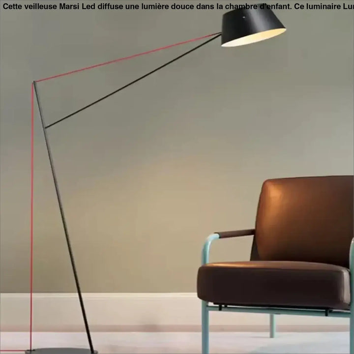 Lampadaire minimaliste noir à bras long orientable moderne