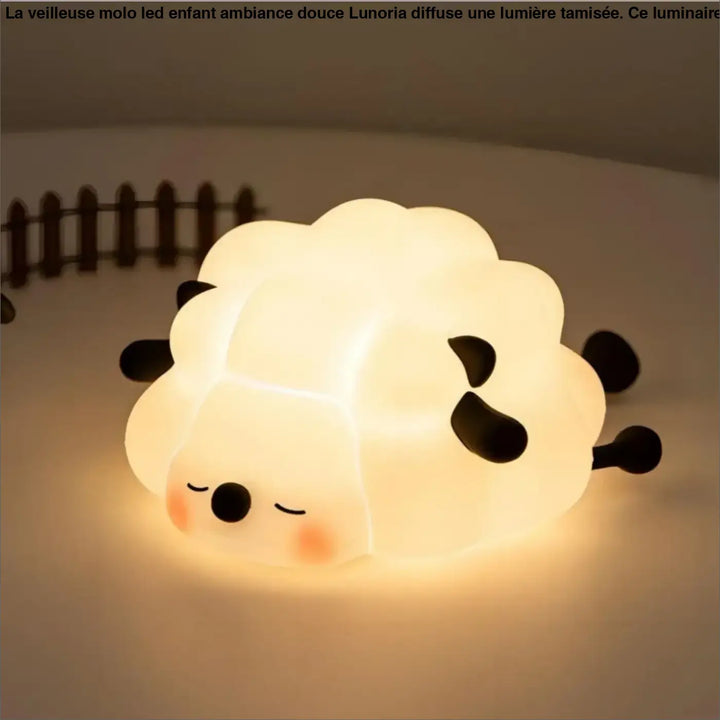 Veilleuse led animaux en forme de mouton blanc avec yeux noirs usages nocturnes douce et mignonne palimou