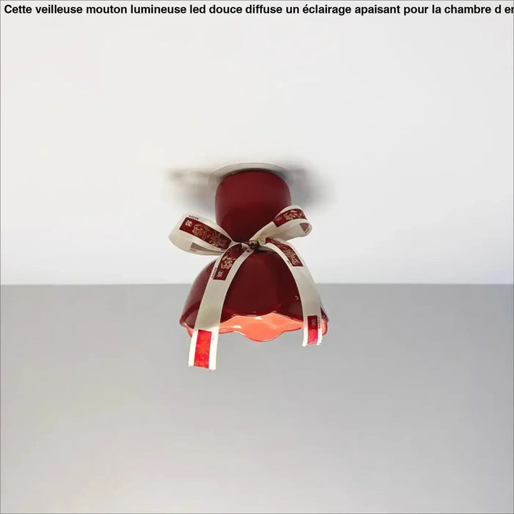 Luminaire plafonnier en céramique rouge brillant avec un nœud décoratif pour une décoration intérieure raffinée d’un objet pensé giftY