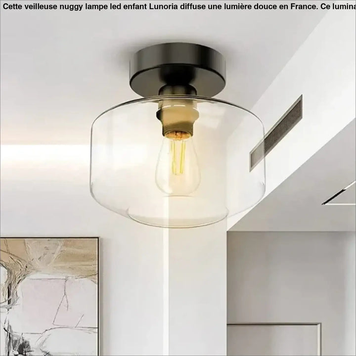 Applique plafonnier design doré avec abat-jour en verre