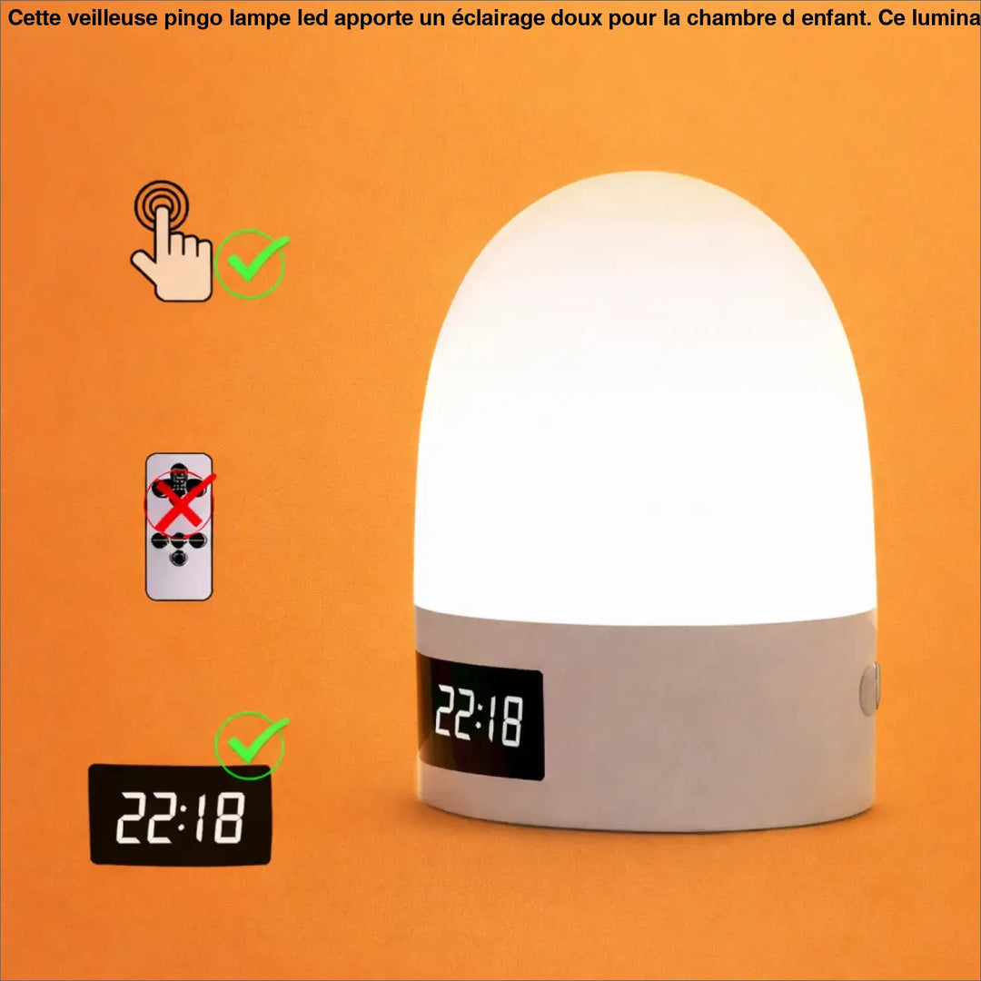 Veilleuse design moderne blanco en forme de dôme avec horloge digitale 22 18 et commandes tactiles intégrées