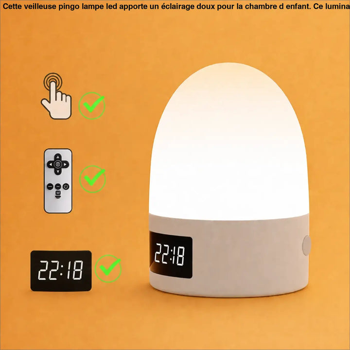 Veilleuse mallow design moderne en led blanche en forme dœuf avec affichage numérique horloge à la base
