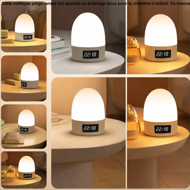 Veilleuse mallow avec lumière led blanche douce et affichage digital, veilleuse design moderne pour chambre