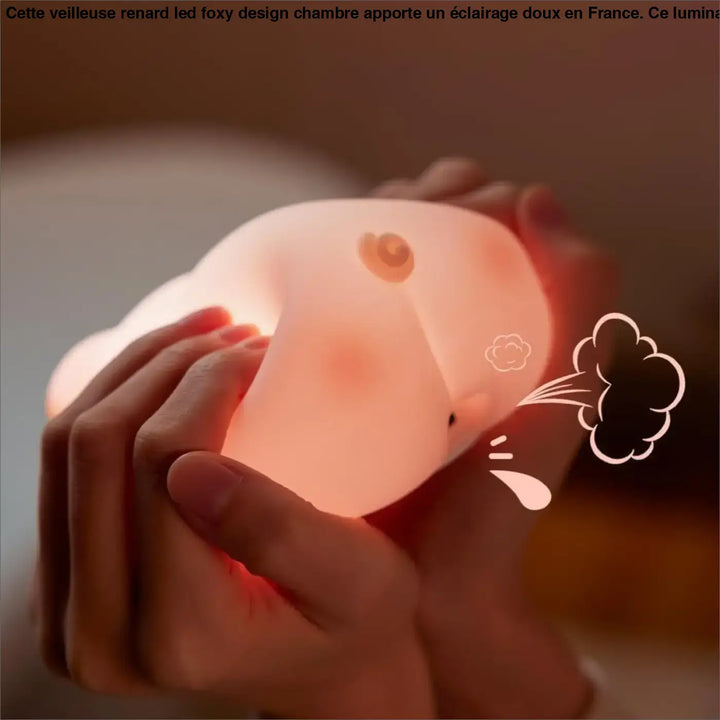 Veilleuse renard led foxy design en silicone rose doux en forme de cochon avec joues roses pour chambre apaisante