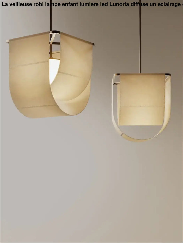 Suspension luminaire style asiatique en tissu beige et métal