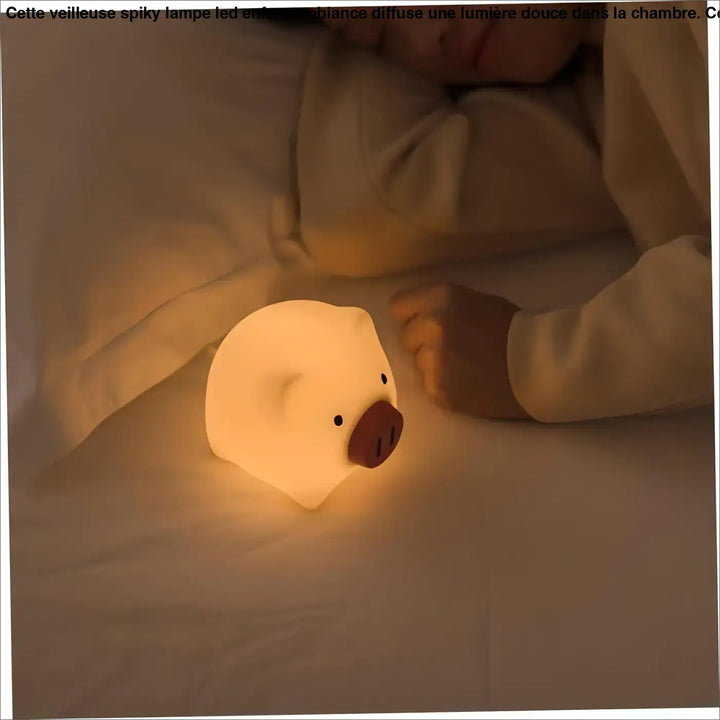 Veilleuse spiky lampe led enfant en forme de cochon avec fini mat doux et museau marron par lunoria