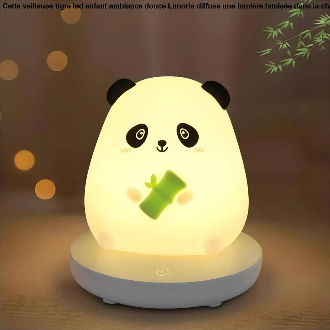 Veilleuse tigre led enfant en forme de panda avec illumination douce et motif bambou vert pour led enfant ambiance
